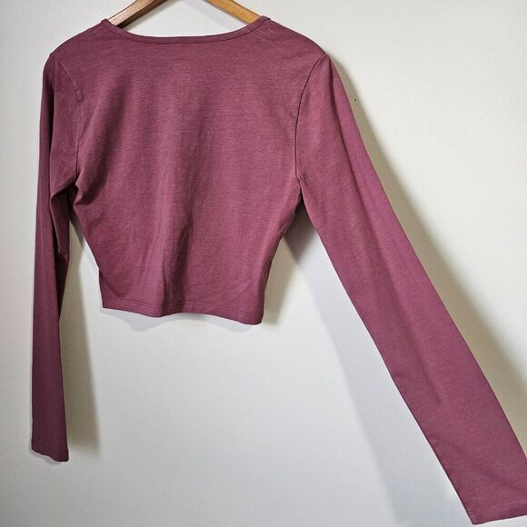 EUC LIKE NEW PINK VICTORIA'S SECRET MAEVE SURPLICE SEMI CROP LONGSLEEVES TOP S - Picture 8 of 16